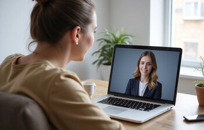 Εικόνα ανθρώπου που χρησιμοποιεί laptop για online συνάντηση